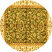 Round Abstract Yellow Modern Rug, abs3254yw