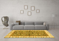 Machine Washable Abstract Yellow Modern Rug, wshabs3254yw