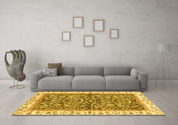 Machine Washable Abstract Yellow Modern Rug in a Living Room, wshabs3254yw