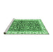 Sideview of Machine Washable Abstract Emerald Green Modern Area Rugs, wshabs3254emgrn