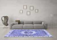 Machine Washable Abstract Blue Modern Rug, wshabs3255blu