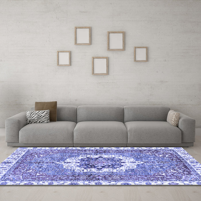 Machine Washable Abstract Blue Modern Rug in a Living Room, wshabs3255blu