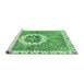 Sideview of Machine Washable Abstract Emerald Green Modern Area Rugs, wshabs3255emgrn