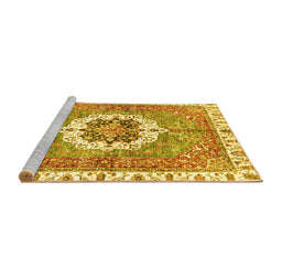 Sideview of Machine Washable Abstract Yellow Modern Rug, wshabs3255yw