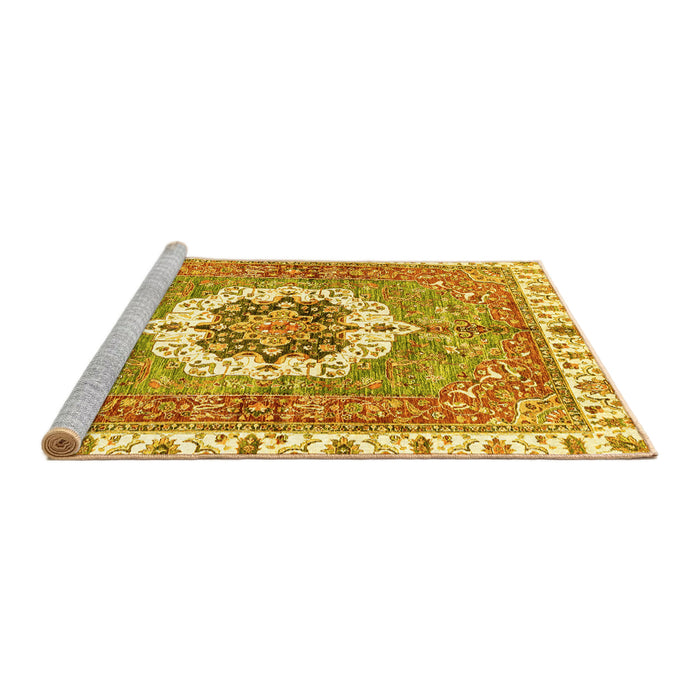 Sideview of Machine Washable Abstract Yellow Modern Rug, wshabs3255yw