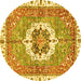 Round Machine Washable Abstract Yellow Modern Rug, wshabs3255yw