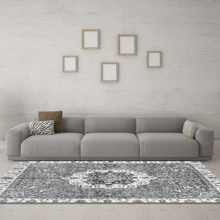 Machine Washable Abstract Gray Modern Rug in a Living Room,, wshabs3255gry