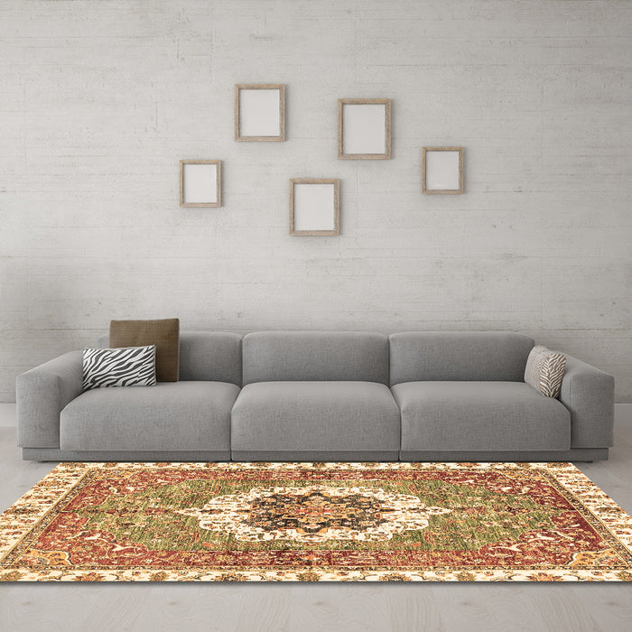 Machine Washable Abstract Brown Modern Rug in a Living Room,, wshabs3255brn