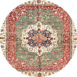 Round Machine Washable Abstract Chestnut Red Rug, wshabs3255