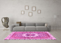 Machine Washable Abstract Pink Modern Rug, wshabs3255pnk