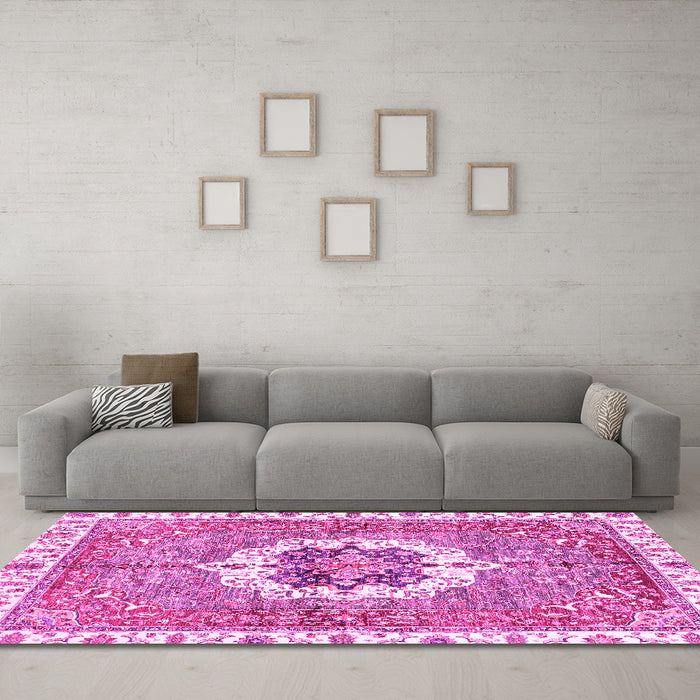 Machine Washable Abstract Pink Modern Rug in a Living Room, wshabs3255pnk