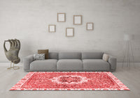 Machine Washable Abstract Red Modern Rug, wshabs3255red