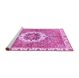 Sideview of Machine Washable Abstract Pink Modern Rug, wshabs3255pnk