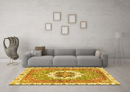 Machine Washable Abstract Yellow Modern Rug in a Living Room, wshabs3255yw