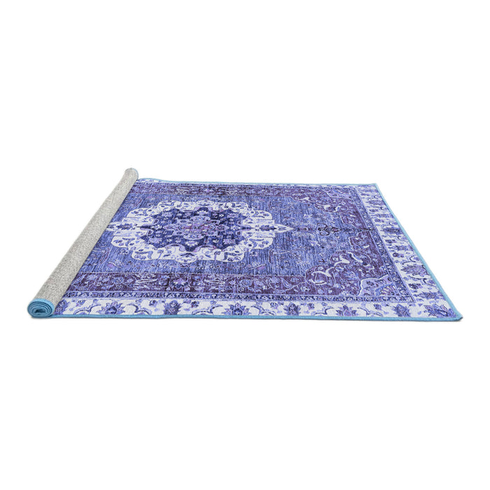Sideview of Machine Washable Abstract Blue Modern Rug, wshabs3255blu