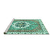 Sideview of Machine Washable Abstract Turquoise Modern Area Rugs, wshabs3255turq