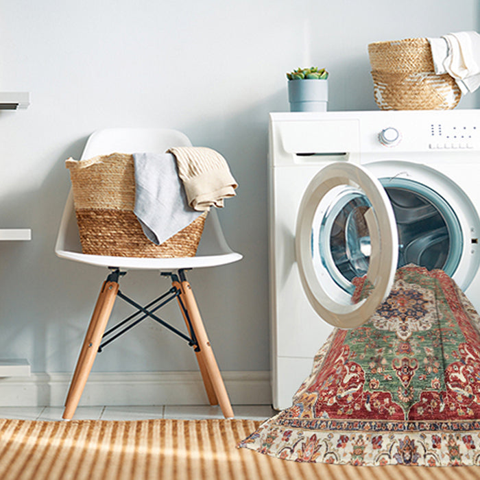 Machine Washable Abstract Chestnut Red Rug in a Washing Machine, wshabs3255