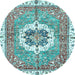 Round Machine Washable Abstract Light Blue Modern Rug, wshabs3255lblu