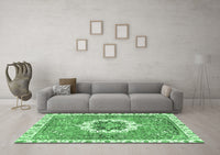 Machine Washable Abstract Emerald Green Modern Rug, wshabs3255emgrn