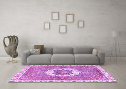 Machine Washable Abstract Purple Modern Area Rugs in a Living Room, wshabs3255pur