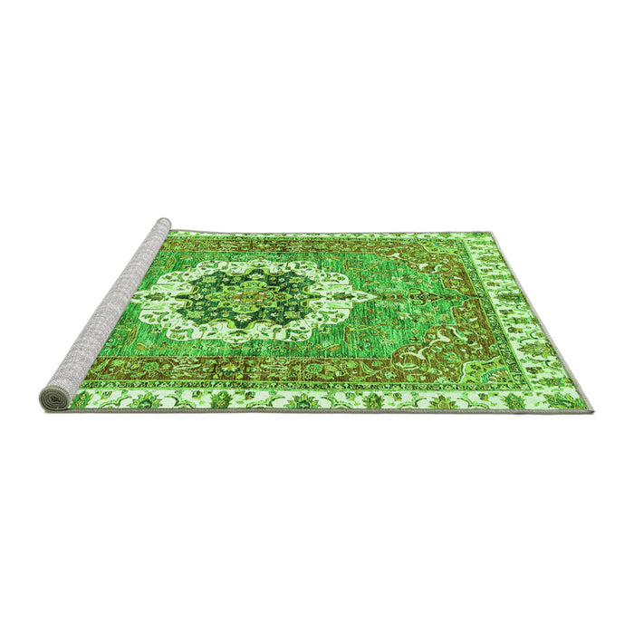 Sideview of Machine Washable Abstract Green Modern Area Rugs, wshabs3255grn