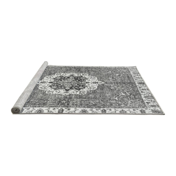 Sideview of Machine Washable Abstract Gray Modern Rug, wshabs3255gry