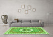 Machine Washable Abstract Green Modern Area Rugs in a Living Room,, wshabs3255grn