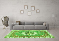 Machine Washable Abstract Green Modern Rug, wshabs3255grn