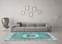 Machine Washable Abstract Light Blue Modern Rug, wshabs3255lblu