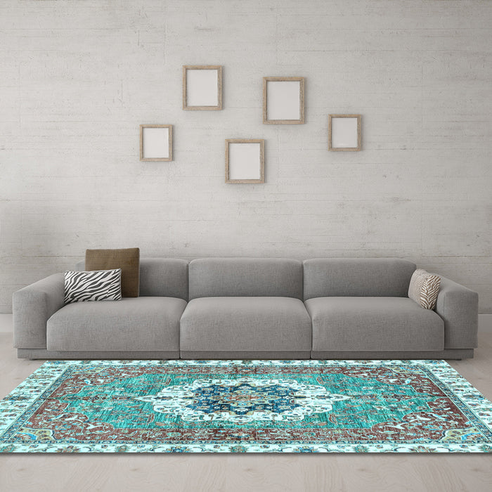 Machine Washable Abstract Light Blue Modern Rug in a Living Room, wshabs3255lblu