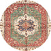 Round Abstract Chestnut Red Modern Rug, abs3255