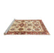 Sideview of Machine Washable Abstract Brown Gold Rug, wshabs3256