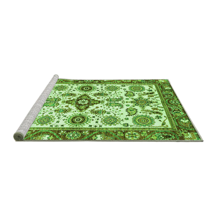 Sideview of Machine Washable Oriental Green Traditional Area Rugs, wshabs3256grn