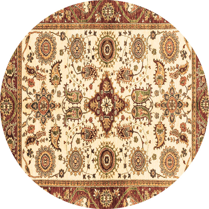Round Machine Washable Oriental Brown Traditional Rug, wshabs3256brn