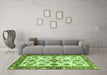 Machine Washable Oriental Green Traditional Area Rugs in a Living Room,, wshabs3256grn