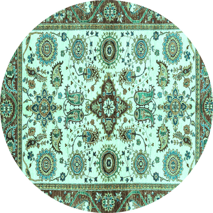 Round Oriental Turquoise Traditional Rug, abs3256turq