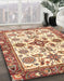 Abstract Brown Gold Oriental Rug in Family Room, abs3256