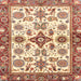 Square Abstract Brown Gold Oriental Rug, abs3256