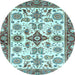 Round Oriental Light Blue Traditional Rug, abs3256lblu