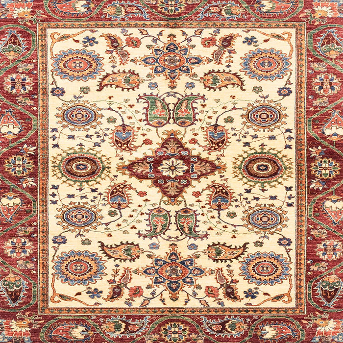 Square Machine Washable Abstract Brown Gold Rug, wshabs3256