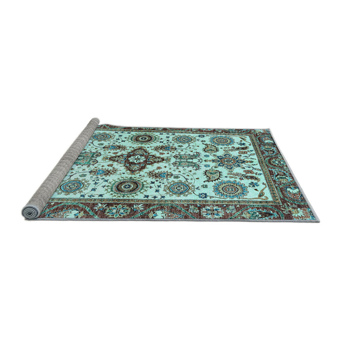 Sideview of Machine Washable Oriental Light Blue Traditional Rug, wshabs3256lblu