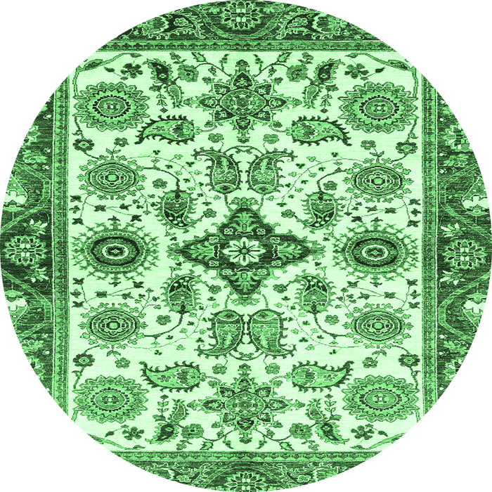 Round Oriental Emerald Green Traditional Rug, abs3256emgrn