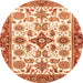 Round Oriental Orange Traditional Rug, abs3256org