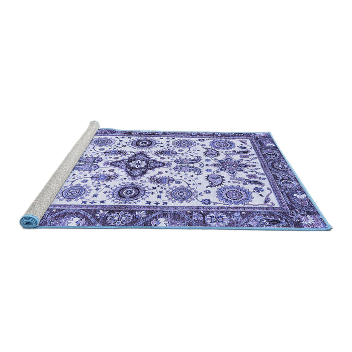 Sideview of Machine Washable Oriental Blue Traditional Rug, wshabs3256blu
