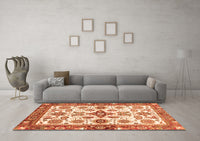 Machine Washable Oriental Orange Traditional Rug, wshabs3256org