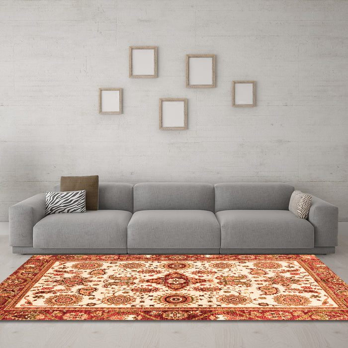 Machine Washable Oriental Orange Traditional Area Rugs in a Living Room, wshabs3256org