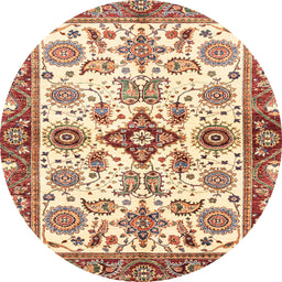 Round Machine Washable Abstract Brown Gold Rug, wshabs3256
