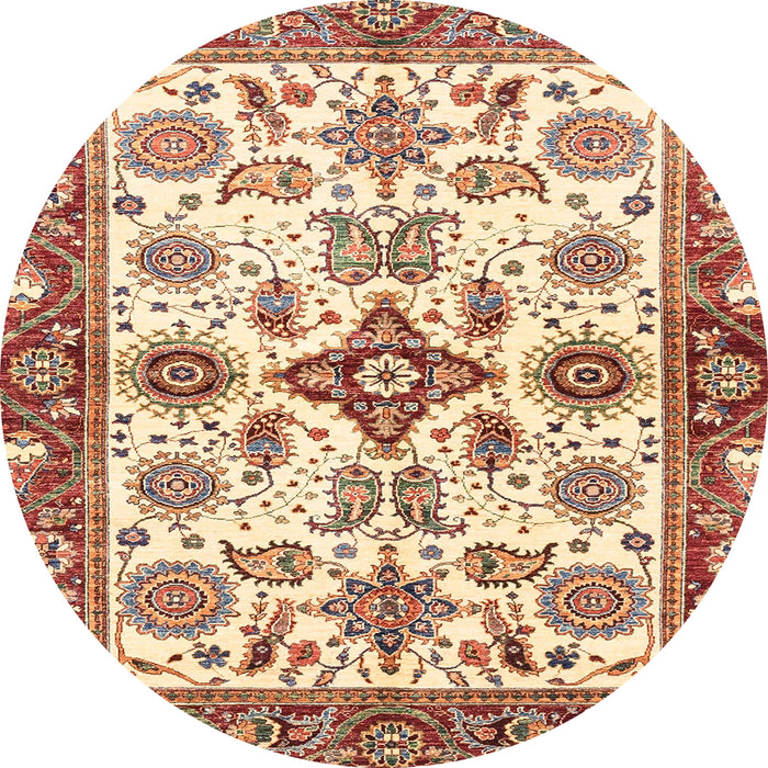 Round Machine Washable Abstract Brown Gold Rug, wshabs3256