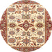 Round Machine Washable Abstract Brown Gold Rug, wshabs3256