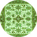 Round Oriental Green Traditional Rug, abs3256grn